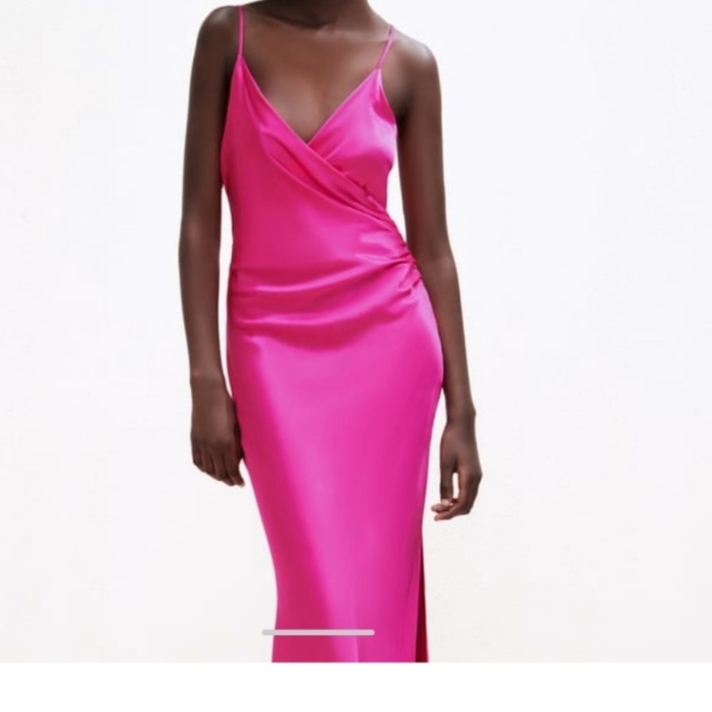 Zara draped fuschia Dress Size L